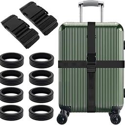 2pcs 9.5ft x 1.5" Adjustable Buckle Heavy Duty with Quick-Release Buckle Suitcase Safe Belt,8Pcs Luggage Wheel Silicone Protector Cover Silicone Suitcase Wheel Protector Covers-image-5