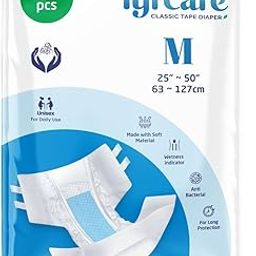 Open Tape Adult Diaper Medium Size (M) - 10 Units | Unisex Diapers Open Tape Style | Waist (63-127 cm) | Wetness Indicator, Super Absorption, 360° Protection & 0% Leakage | for Men & Women-63