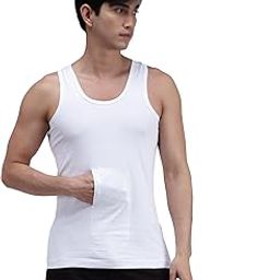 Men Innerwear Regular Fit Sleevless 100% Cotton White Vest-image-5