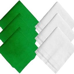 Men Green and White Plain Cotton Handkerchiefs -Set of 6-picture-5