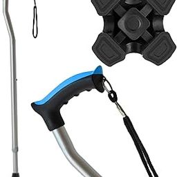 MCP Thunderbolt Self Standing Walking Stick for Old People, Aluminium Walking Stick for Men & Women, Cane Stick for Seniors & Adults, Hand Stick for Walking, Trekking (Big Quad Shoe)-picture-4