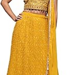 Women's Embroidered Readymade Georgette Lehenga Choli With Dupatta-image-50