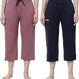 Women's Cotton Plain Calf Length Capri | Nightwear Capri | 3/4th Solid Pyjama Pant | Casual wear & Lounge Wear Capri Combo (Pack of 2)-image-12
