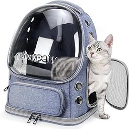 Cat Backpack Carrier, Breathable Cat Carrier Large Space Bubble Pet Backpack for Kitty Small Dog up to 15lbs, Transparent & Foldable Pet Carrier for Travel Hiking (Blue)-image-17