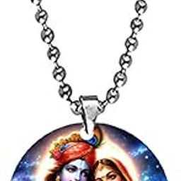 Lord Radhey Krishna Palanhaar Bead Chain Religious Pendant for Men and Women-image-7