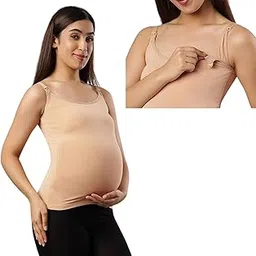 tummy Maternity Nursing Tank Top for Women | Clip Down Breastfeeding Cami with Adjustable Straps | Soft Stretch Cotton Pregnancy & Postpartum Camisole-picture-3