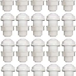 Bulk Head Straight Push Fit RO Cabinet Body Connector 1/4" Tube Quick Connect White (Pack Of 20)-image-56