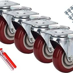 DICASAL 4 Inches Heavy Duty Plate Casters Wheels Durable Large PVC Wheels Double Brakes Castors Load Upto 1200 LBS Pack of 4-image-53