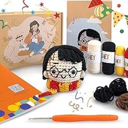 Crochet kit for Beginners,Kawaii Magic Quiet Boy Crochet kit,Learn to Knitting Kits for Adults Beginner, Amigurumi Crochet Kit Step-by-Step VideoTutorials for Instructions,Yarn,Hooks,Accessories,Gift-9