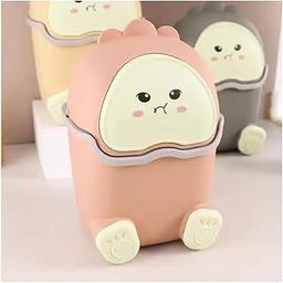 BHAVYAM Small Cute Dustbin for Study Table - Mini Desk With Lid for Bedroom, Bathroom, Kitchen - Manual-Lift Plastic (Multicolour)-picture-12