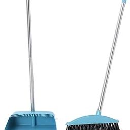 AB TRADING Broom and Dustpan Set for Home Cleaning – 84CM Long Handle, Foldable Upright Storage – Stainless Steel & Plastic, Soft Bristles, Windproof Design Hard Floor Sweeping Tool (Blue, Pack of 1)-8