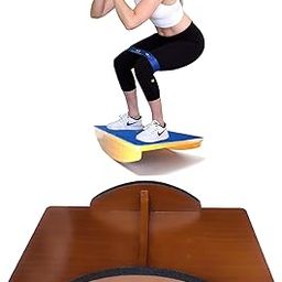 Antislip Wooden Balance Board Foot Rocker Leg Exerciser Occupational physio Therapy, simply fit board & kids balance board (Its Safe balancing board) Size - 22L X 12B x 5.5H Inches-image-0