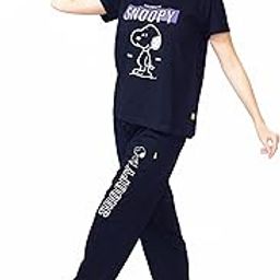 SN SWEET NIGHT Women’s Snoopy Printed T-Shirt and Joggers Track Suit-image-19