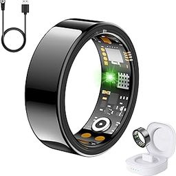 Health Tracker Ring, Smart Health Ring for Women Men with Heart Rate, Blood Oxygen, Sleep Monitor, Steps,Calories, No Subscription Fee, IP68 Waterproof Smart Ring for iPhone & Android (Black, 13#)-95