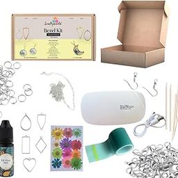 ICRAFTYWORLD Resin Bezel Kit Jewellery, Pendant, Keychain Making Kit Resin Art Kit with Moulds for Beginners with Bezel, Uv Resin Liquid, Uv Lamp & More, 120 Items (Silver)-image-58