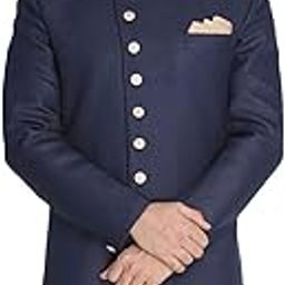 Men's Black Silk Blend Sherwani Only Top-8