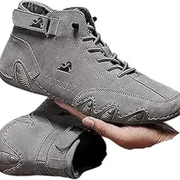 zixer Men's Italian Light Weight Platform Fashion Synthetic Leather Sneakers for Men| Sports, Casual Shoes for Mens | Ankle Lace-Up Footwear for Men or Boys Grey-picture-32