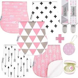 Dodo Babies Baby Burp Cloths Pack of 5 by Dodo Babies + 2 Pacifier Clips + Pacifier Case, for Girls Soft and Absorbent, Excellent Baby Shower/Registry Gift-image-50