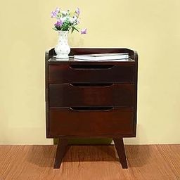 Shriram Sheesham Wood Bedside End Table with 3 Drawer Storage Wooden Night Stand for Bedroom Living Room Home (Rosewood Finish)-image-93