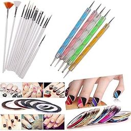LANELLIE 3d Nail Art Pen & Brush Painting Polish Design Kit 15 Nail Brushes,5 Nail Dotting Pen,10 Adhesive Nail Striping Tape (30 Pcs)-image-56