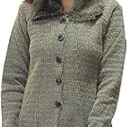 Womens Wool Buttoned Cardigan/Sweater with Fur Collars-image-62