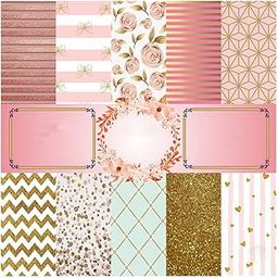 Dheett Sales Scrapbooking Paper pack 6 Inches 20 Decorative Craft Scrapbook Paper Designer Sheets 300 GSM Matte Finish - Golden and Pink Edition-image-21