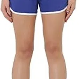 saakaa Women's Cotton Blend Royal Blue Solid Shorts-picture-36