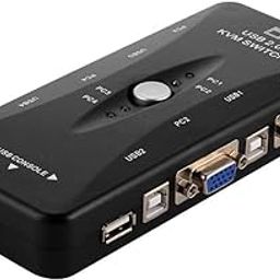 4 Port USB 2.0 KVM Switch Box 4 KVM Cables to Control up to 4 Computers for Computer Sharing Video Mouse Keyboard Monitor-12
