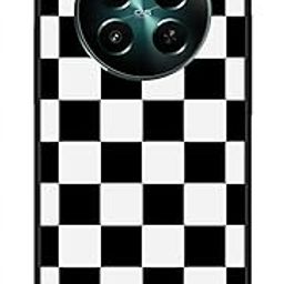NDCOM for Realme Narzo 70 Pro 5G Back Cover | Realme P1 Back Cover | Realme 12 Plus Back Cover | Realme Narzo 70 Back Cover | Contrasts Black Geometry Printed Metal Case-20