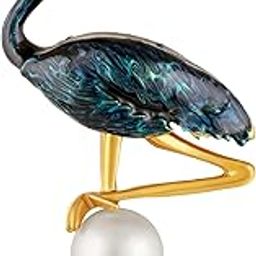 Meenakari Enamel Flamingo-Shaped Brooch Pin with Artificial Pearl for Women (BP1101198G)-image-52
