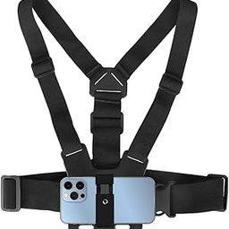 ZAUKY Phone Chest Mount Harness, 360-Degree Rotation, Adjustable Straps with 5-Section Design, Universal Smartphone Holder, Black-24