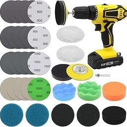 VIBRATITE Car Headlight Restoration Kit, 3 Inch Car Polishing Sanding Discs with 1/4 Inch Shank Backing Pad, Scouring Pads, Buffing Sponge Pads, Soft Interface Pad, Woolen Buffer Pads, 32PCS-image-38
