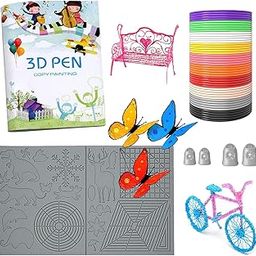 AMTAM 3D Pen Mat|3D Printing Pen PLA Silk|Silicone Pad Template|3D Pen Template|Finger Protector, 10 Colors 1.75mm Total 50m, Large Silicone Pad, 3D Drawing Templates, for 3D Printing Pen-17