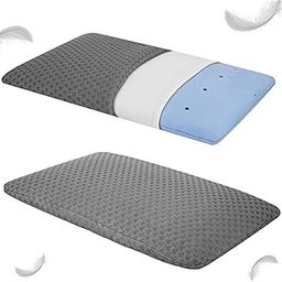 Dormyo Ultra Slim Pillow - Memory Foam for Sleeping - Ultra Thin for Neck Pain Relief - Thin Cervical for Neck Support - Orthopedic Pack of 1 (Liora 25.5" x 16.5" x 1") (1, Liora, 25.5" x 16.5" x 1")-image-88