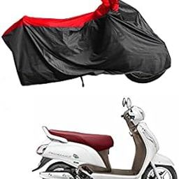 RiderShine Access 125 Cover Water Resistant - Access 125 Accessories All Parts - Access 125 Scooty Accessories with Five Thread Overlock Stitched Ultra Surface Body Protection (Black Red)-image-47