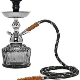 Hookahs 16 Inch shisha QTand Metal Smoking hukka Waterpipe with Ceramic Chillum Glass Hookah (Black) Glass Hookah Pot Colour Black ANd Gold Size Standard Set Of 1-image-59