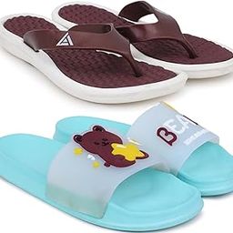 Combo Pack of 2 Slipper/Flip Flops/Slides/Clogs/Sandals for Women (V-Triangle Vs Bear)-image-32