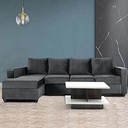 CASASTYLE Naplonster 5 Seater Fabric LHS L Shape Sofa Set (Grey)-image-23