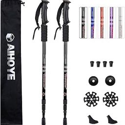 Rexmon Trekking Poles (2 Pack), Collapsible & Adjustable Hiking Sticks for Men & Women, Lightweight Aluminum Walking Poles with Anti-Shock System & Accessories – for Trekking, Hiking, Walking Black-image-5
