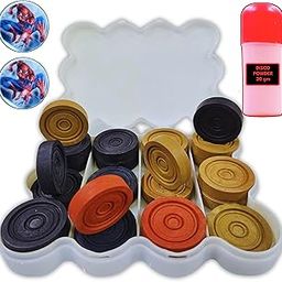 Vinson Carrom Board Coins in Box - 24 Pcs with 2 Strikers & Disco Powder(20 gm) | Carrom Coins in Wooden Look and Matte Finish | Indoor Game Play for Kids.-image-32