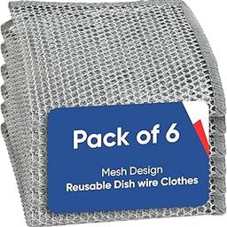 NOFY Non Scratch Stainless Steel Wire Dish Wash Cloth | Steel Scrubber for Utensils Cleaning, Multipurpose Cleaning, Stainless Steel Dish Wash Scrubber for Washing Dishes, Sinks - Pack of 06 (6)-image-99