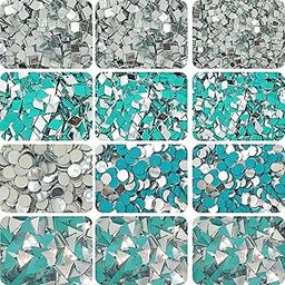 INDIKONB Glass Pieces for Art and Craft - Diamond, Square, Triangle, Circle - Ideal for Lippan Art and Creative Crafts (Silver)-image-71