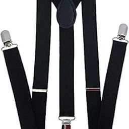 Men's and Women's Enamel Elastic Adjustable Braces Trouser Y-Back Clip on Suspenders (Multicolor; Free Size) (Black)-image-59