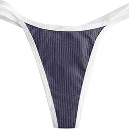 Sexy Women Double Straps Thongs Underwear G-Strings T-Back Low Rise Ribbed Hipster Underpants Package of 4, Size - M Black-10