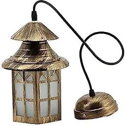 DENICRAAS Antique Iron Single Hanging Ceiling Pendant Scones Light Lamp , Bulb Not Included (Golden)-AC-image-34