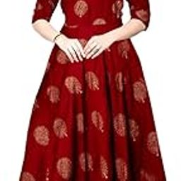 Women Rayon A-Line Western Fit and Flare Maxi Dress Gown (Free Size Upto XXL)-image-61