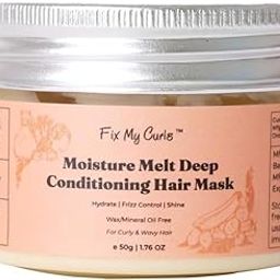 Fix My Curls Moisture Melt Deep Conditioning| Hair Mask for Dry, Damaged, and Chemically Treated Hair| 8 Magical Oils, Shea Butter, Vitamins| Pro-Keratin Bond Repair |Weekly Revitalization, (50g)-50