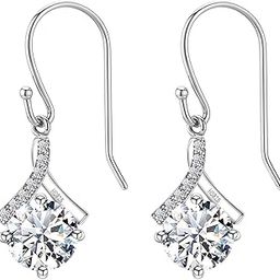 Womens 925 Silver Classic Drop Crystal Solitaire Earrings | 92.5 Sterling Silver And Diamond Like Brilliance Sparkling Zirconia | Lovely Gift - Classic Drop-image-64