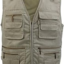 MagiDeal Men's Multi Pocket Denim Vest Waistcoat Fishing Photographer Casual Jacket - Khaki, 2XL-image-56