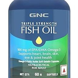 GNC Triple Strength Fish Oil 1500mg Omega-3 with 900mg EPA & DHA | 60 Softgels | For Heart, Healthy Cholesterol, Joint Comfort, Focus & Vision | Enteric-Coated for No Fishy Aftertaste |USA Formulated-23